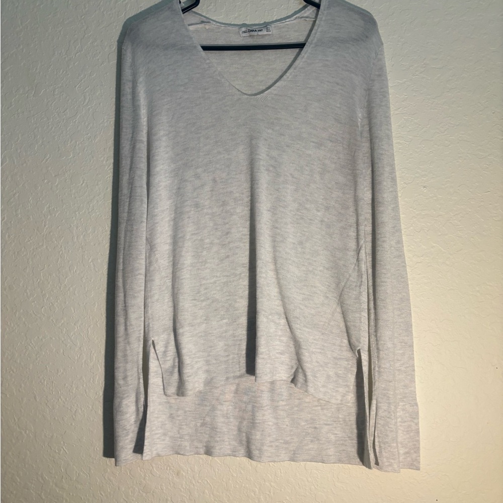 Zara Light Gray V-Neck Sweatshirt
